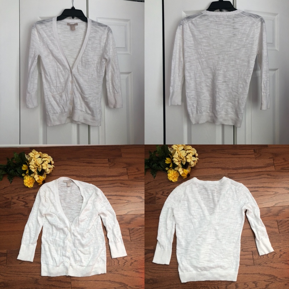 Banana Republic White Cardigan w/ 3/4 Sleeves